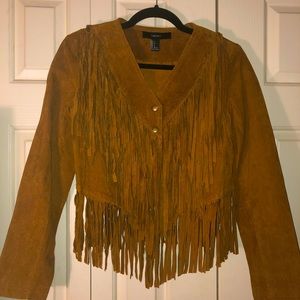 Forever 21 Brown genuine suede fringe jacket